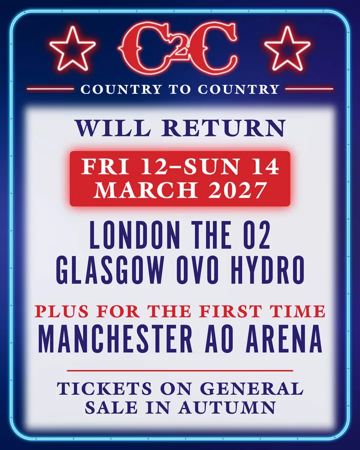 C2C Country to Country 2027: el gran festival country de Europa ya tiene fechas, del 12 al 14 de marzo